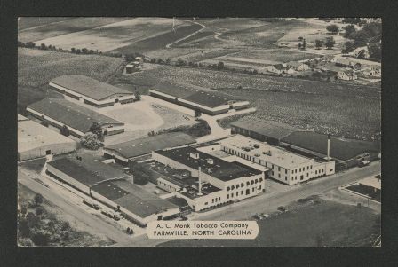 A.C. Monk Tobacco Company, Farmville, North Carolina, c. 1900-1950, id: 318.2.c.351. Available from East Carolina University Libraries Digital Collections. 