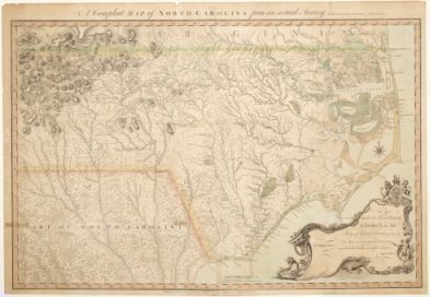 (Click to see larger). &quot;A Compleat map of North-Carolina from an actual survey,&quot; 1770. John Collett. Image courtesy of North Carolina Maps, UNC Libraries. 