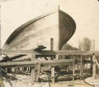 Boatyard of Brady Lewis, creator of the Carolina 'flared' bow. Image courtesy of the Core Sound Waterfowl Museum & Heritage Center.