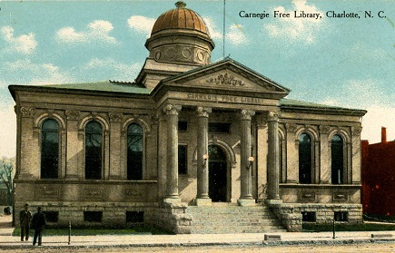 Postcard of the Charlotte Carnegie Free Library, circa 1910.