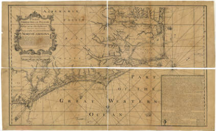 James Wimble's Chart of his Majesties Province of North Carolina. Courtesy of North Carolina State Archives. 