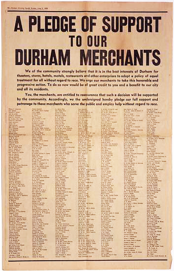 Durham Herald-Sun advertisment supporting equal rights and treatment, June 2, 1963. Image from the North Carolina Museum of History.