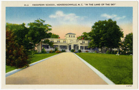  Fassifern School, Hendersonville, N.C. "In the Land of the Sky". Image courtesy of North Carolina Postcard Collection, UNC Libraries. 