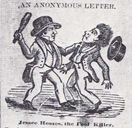 Woodcut of Jesse Holmes, the Fool-Killer with his club. Image from the North Carolina Folklore Journal.