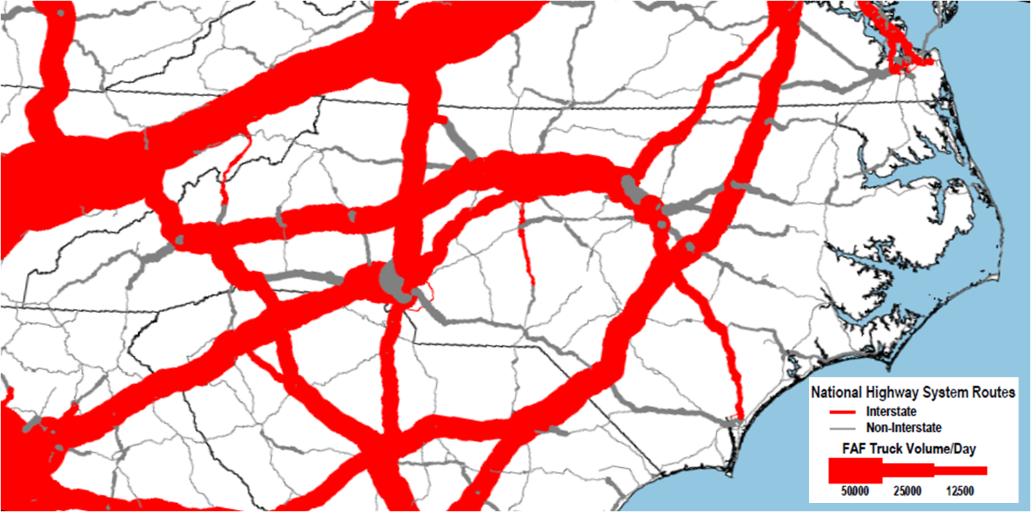 Freight flows on NC highways, 2007