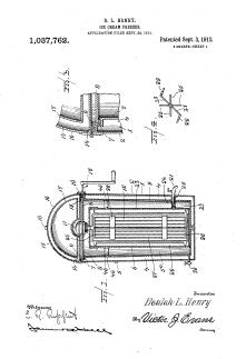 Beulah Henry's patent for the ice cream freezer.