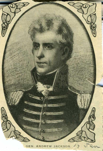 Clipping of a drawing of Andrew Jackson, circa 1900-1920.  From the collections of the North Carolina Museum of History. 