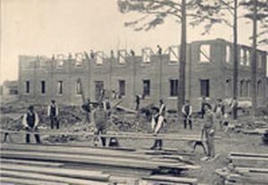Biddle Memorial Hall is being built, 1883. 