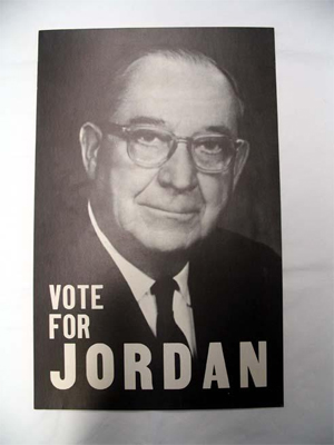 "Vote for Jordan". Image of campaign poster for B. Everett Jordan, circa 1957-58. From the collections of the North Carolina Museum of History.
