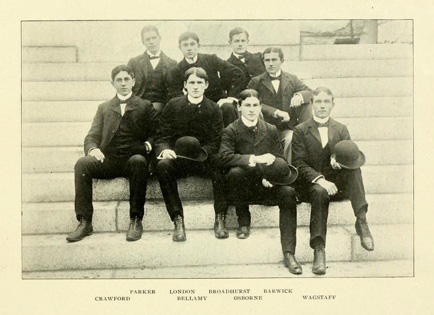Photograph of the editors of the <i>Tar Heel</i> from the 1899 UNC-Chapel Hill yearbook <i>The Hellenian</i>.  Presented on DigitalNC. 