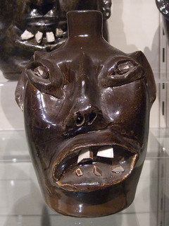 "Face Jug, about 1974, glazed stoneware by Evan Javan Brown, Sr.." Image courtesy of Flickr user Cliff1066, uploaded on March 27, 2009. 