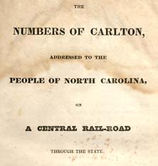 Title page of Numbers of Carlton, 1828. Image from Documenting the American South, UNC-CH.