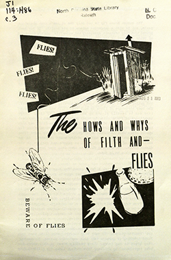Pamphlet warning of the dangers of flies, 1974. Image from the North Carolina Digital Collections.