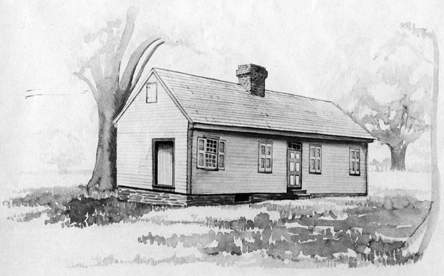 Photograph of a water color painting of the James Hogg house in Hillsborough, N.C., where the North Carolina Society of the Cincinnati was organized, October 23, 1783. Image from the North Carolina Museum of History.