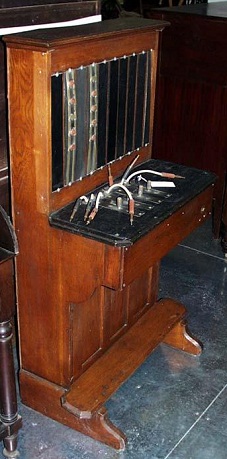 One of the first telephone switchboards in North Carolina. It is believed to be the first telephone switchboard in Nash county; built by Spencer K. Fountain, a Rocky Mount railroad agent, circa 1890-1900.