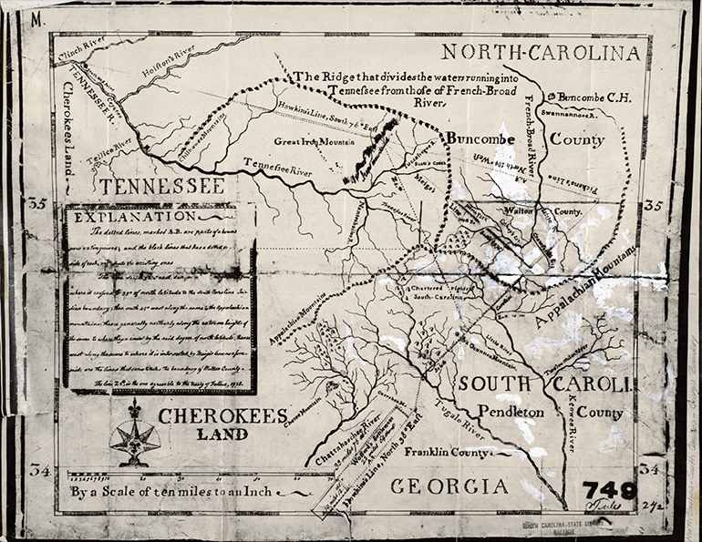 Map of the boundaries of now-defunct Walton County in what is presently Transylvania County, N.C. Image from the N.C. Family Records Collection.
