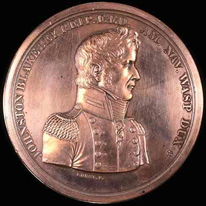 Medallion commemorating Capt. Johnston Blakeley, ordered struck by the N.C. General Assembly, 1814. Image from the North Carolina Museum of History. 