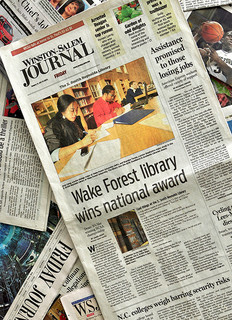 Front page of the Winston Salem Journal, January 21, 2011. Image from Flickr user zsrlibrary (Z. Smith Reynolds Library).