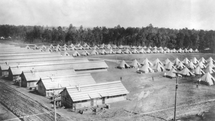 Tents and barracks at Camp Greene near Charlotte. Wade Harris Papers, no. P-317, Southern Historical Collection, Wilson Library, UNC-Chapel Hill.