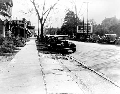 Automobiles on a Raleigh Street, circa 1940
