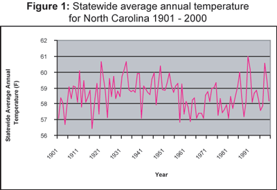 Chart with Annual Average Temperature for NC