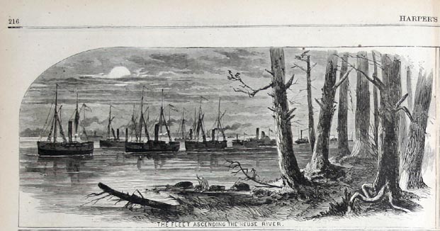 Caption Reads: "The Fleet Ascending the Neuse River." Harpers Weekly, 1862.