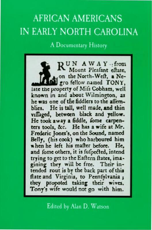 A history of African Americans in North Carolina that uses primary sources.