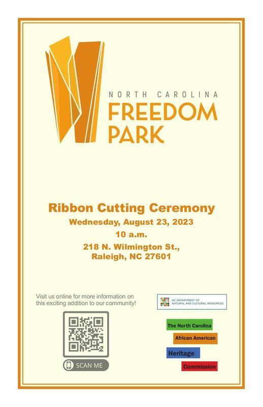 Program for the opening of Freedom Park in Raleigh, NC.