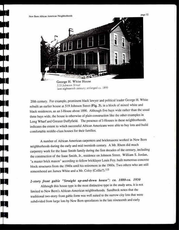 A history of African American neighborhoods in New Bern, NC