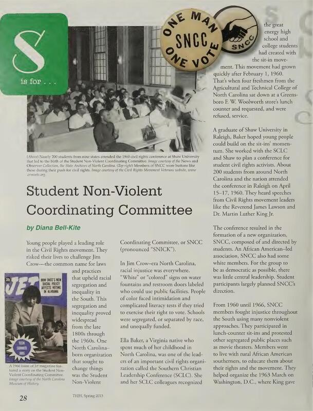 An article about the Student Non-Violent Coordinating Committee.