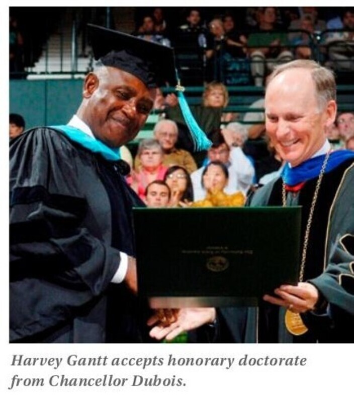 Article about Harvey Gannt getting an honorary degree from UNC-Charlotte