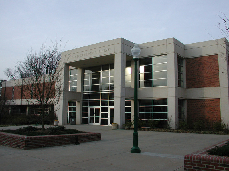 Exterior of Johnson C. Smith University's James B. Duke Memorial Library, which houses the Inez Moore Parker Archives and Research Center, the University Archives