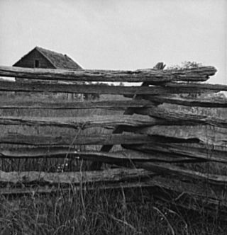 Construction detail of rail fence. Person County, North Carolina, 1939. Image courtsey of Library of Congress. 