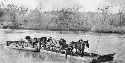 Hannah's Ferry on the Yadkin River between Davie and Rowan Counties, ca. 1900. Courtesy of North Carolina Office of Archives and History, Raleigh.