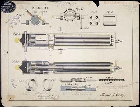 Gatling gun patent drawing