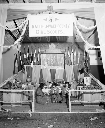 Girl Scout Demonstration at State Fair, Raleigh, NC, October 19, 1946. From the Albert Barden Collection, North Carolina State Archives, Raleigh, NC, call #:  N_53_16_4247. 