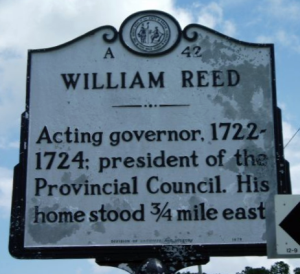 "William Reed" NC historical marker.