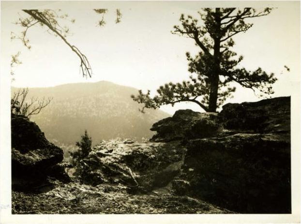 Photograph of Moore's Knob from Hanging Rock, Hanging Rock State Park, ca. 1935. Item H.1952.96.62 from the collection of the North Carolina Museum of History.
