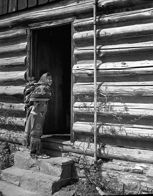 Mother and child in papoose, Qualla Boundary, 1941. From the N.C. Department of Commerce, Travel & Tourism Photos, State Archives of N.C.  Image under copyright.