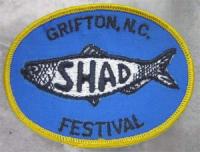 Photograph of a fabric patch for the Grifton, N.C. Shad Festival, from the collections of the North Carolina Museum of History.  Used courtesy of the North Carolina Department of Cultural Resources. 