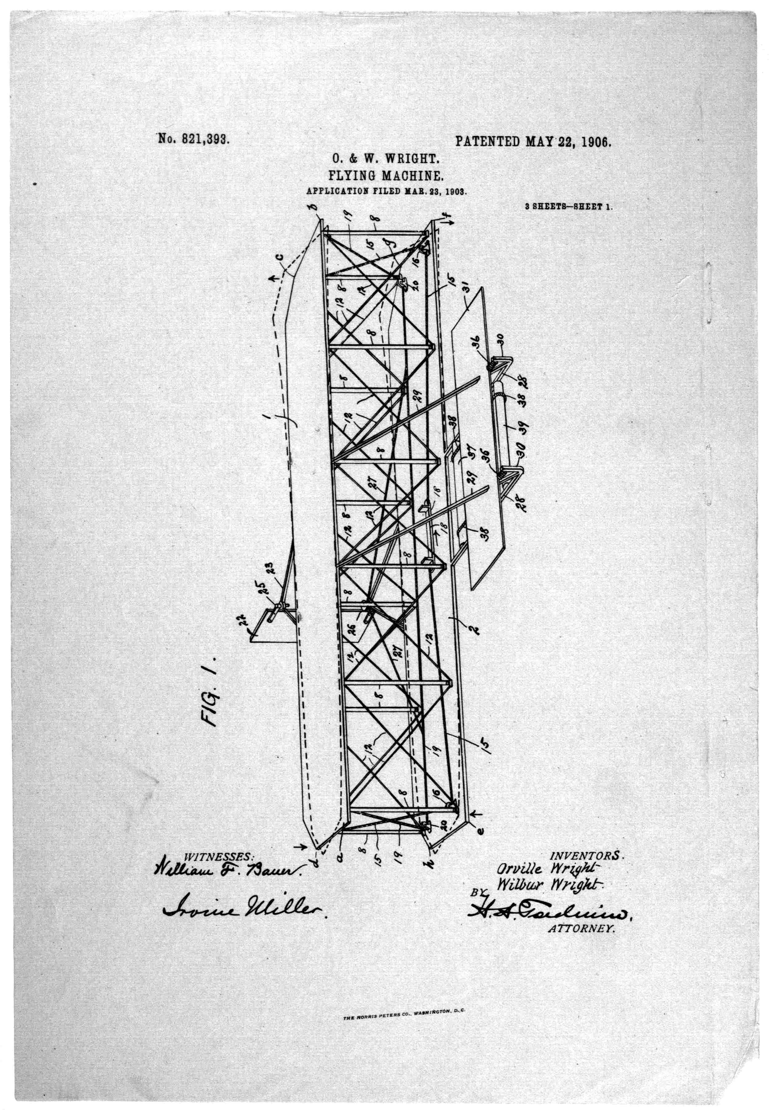 Diagram from the Wright brothers' patent application