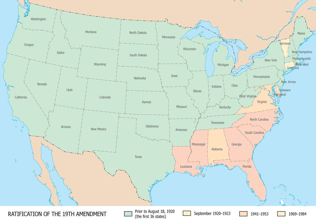 Ratification of the 19th amendment map