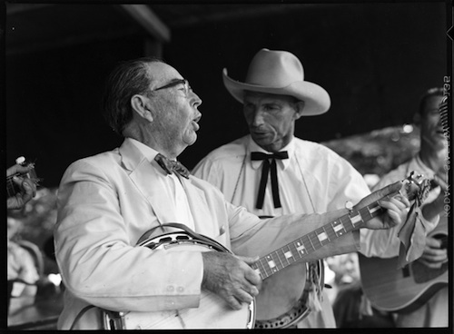 Bascom Lamar Lunsford and George Pegram play banjos.