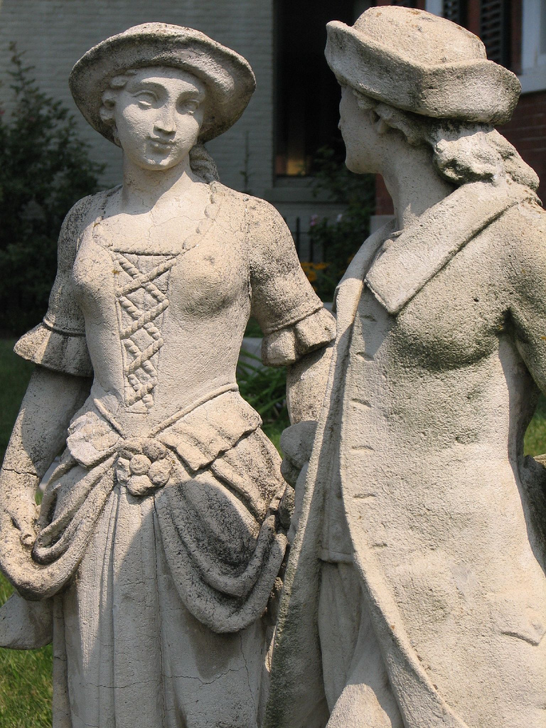 Colonial couple statue