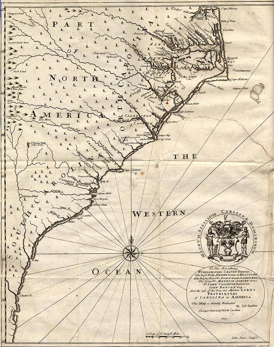1709 map of North Carolina