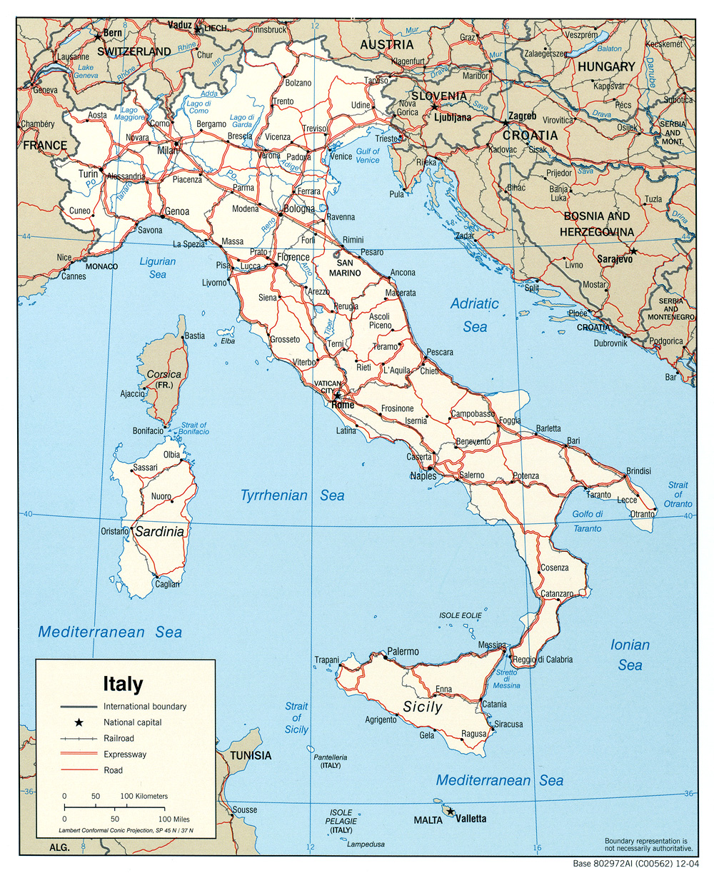 Political map of Italy