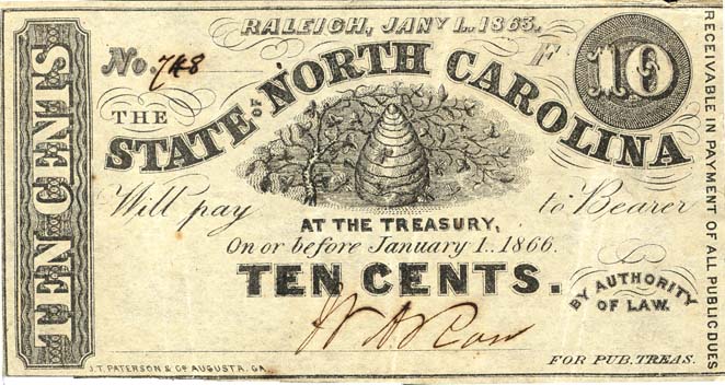 ten-cent note, 1863
