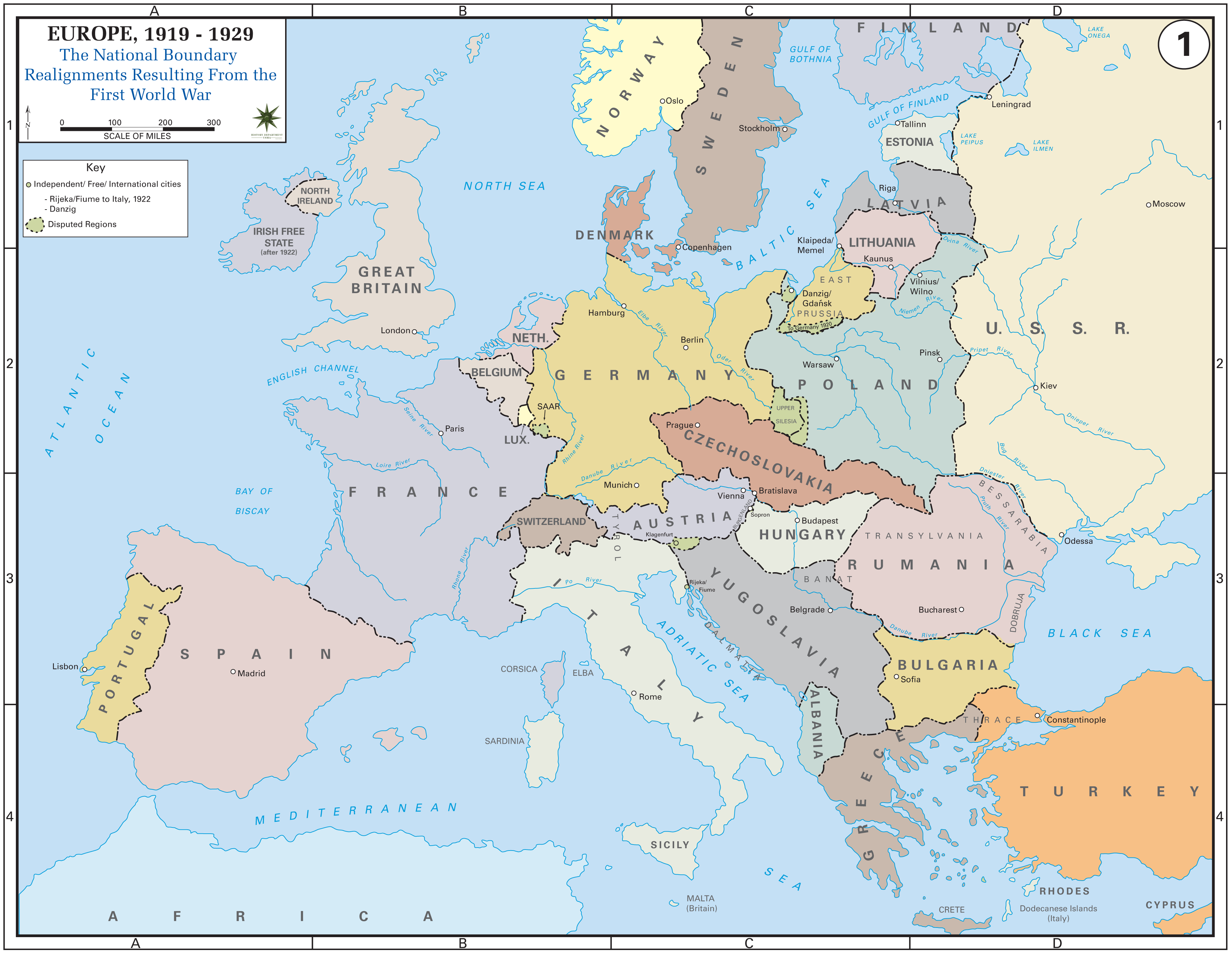 Europe after the Treaty of Versailles, 1919