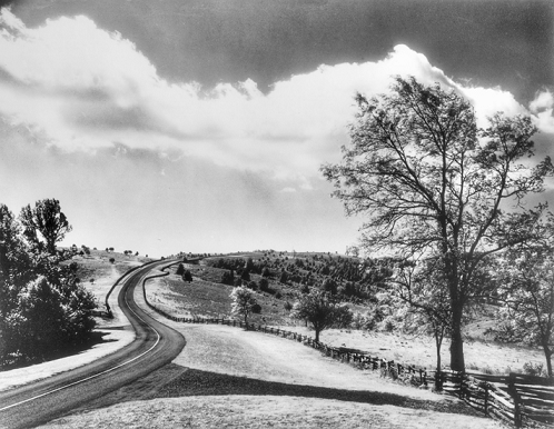 The Blue Ridge Parkway near Doughton Park, ca. 1950s. Photograph by Gus Martin. North Carolina Collection, University of North Carolina at Chapel Hill Library.