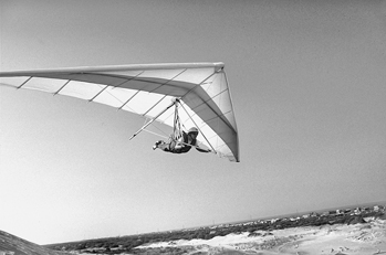 A hang glider at Jockey's Ridge at Nags Head. Photograph courtesy of North Carolina Division of Tourism, Film, and Sports Development.